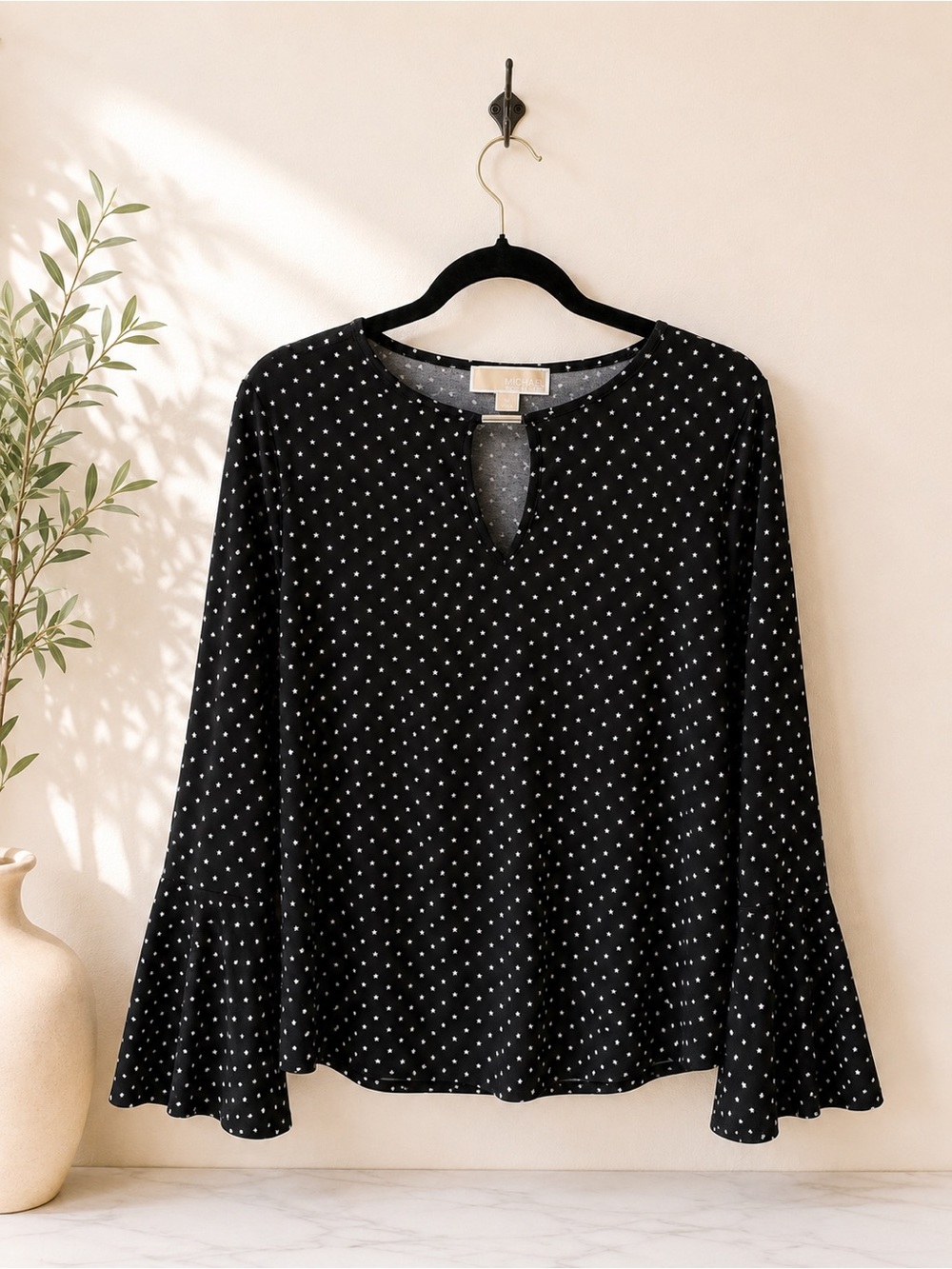 MICHAEL Michael Kors Star Print Bell Sleeve Top M